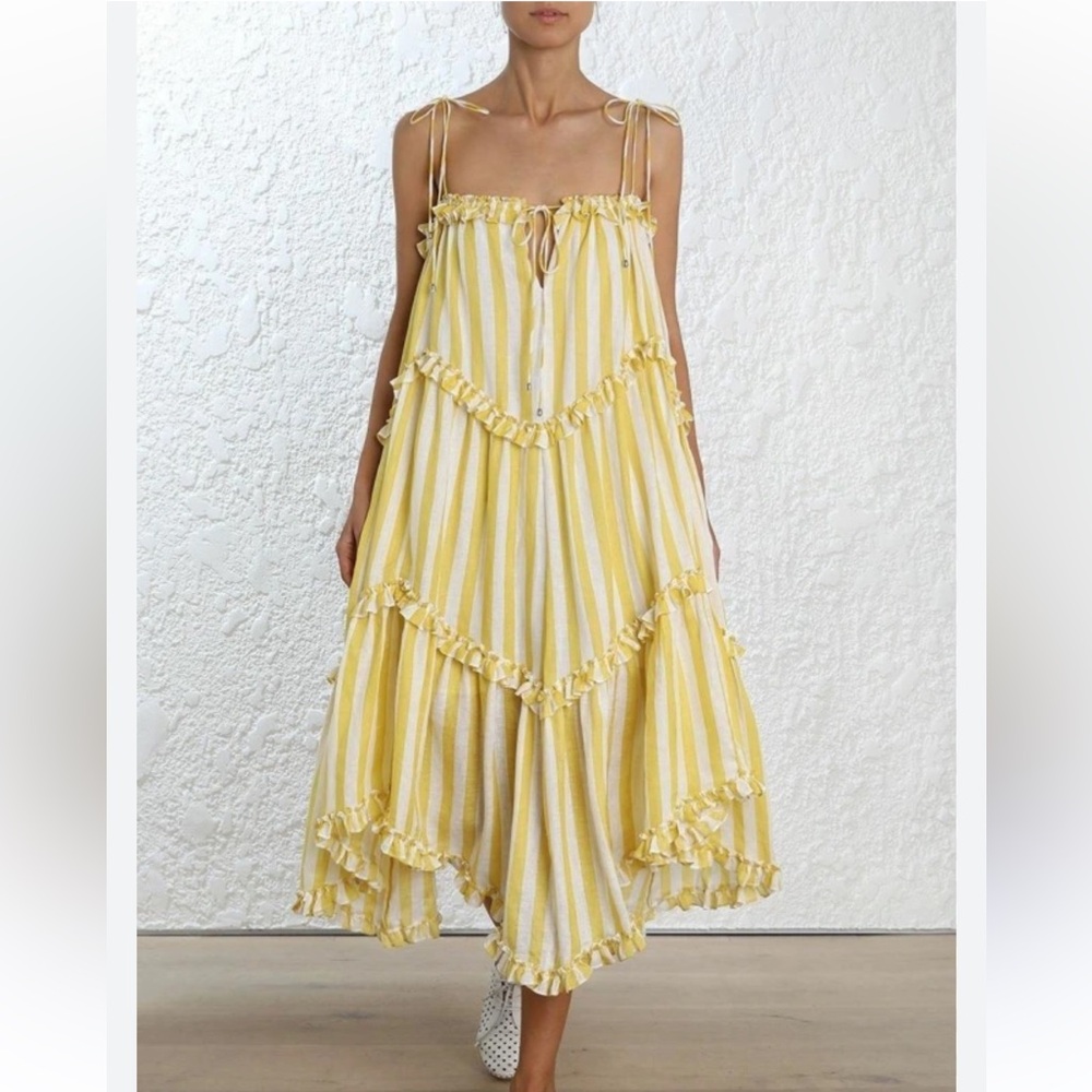 Zimmermann Yellow and White Asymmetrical Dress - Picture 6 of 11